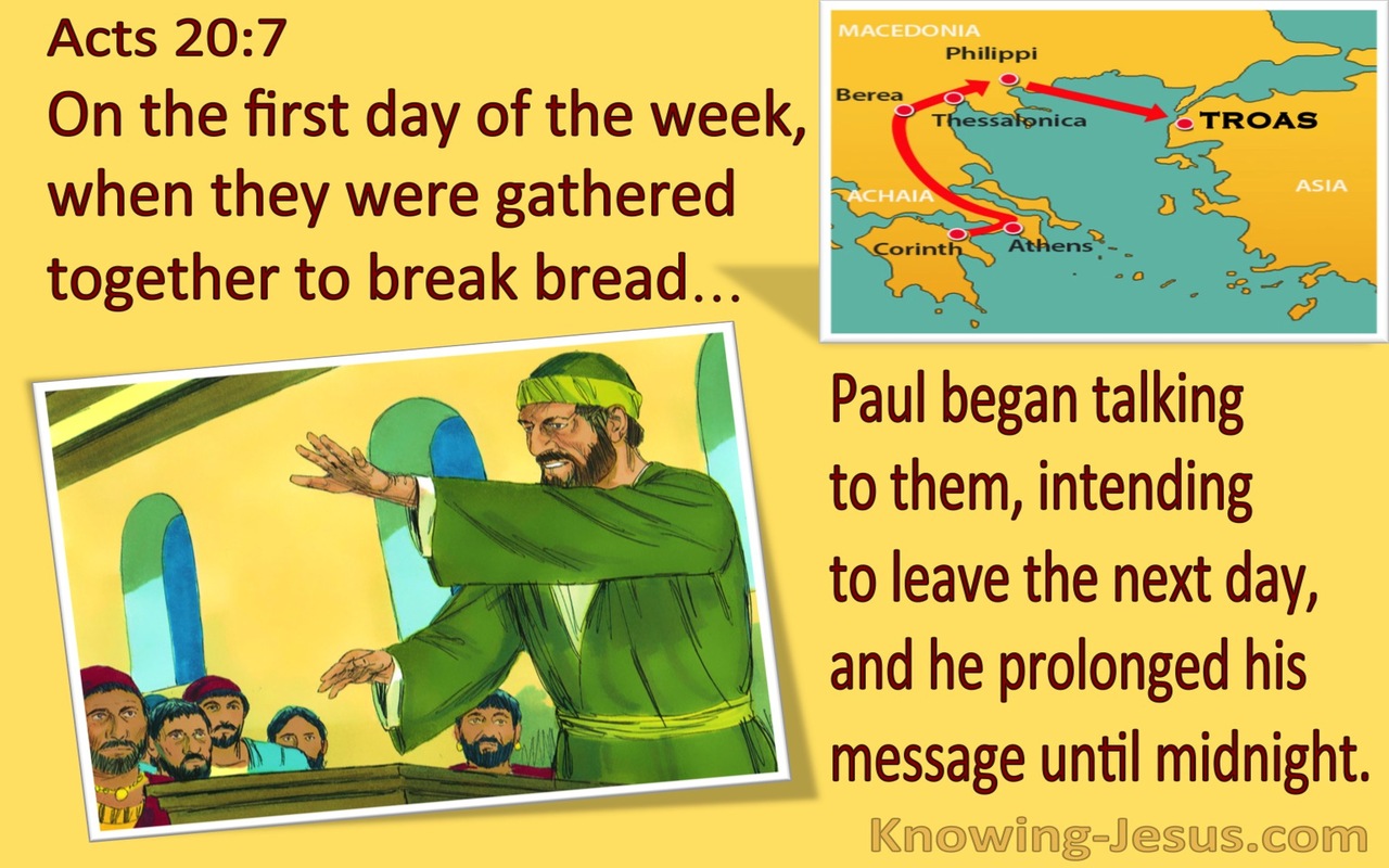 Acts 20:7 Paul Talked To Them Until Midnight (yellow)
